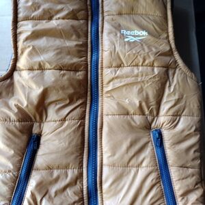 Reebok Tan Puffer Vest with Blue Zipper